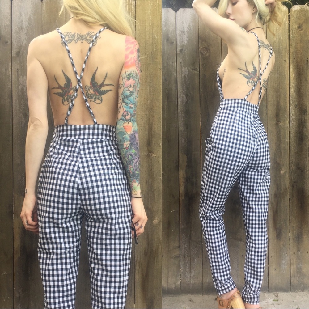 Gingham open back jumpsuit - Picture 5 of 5
